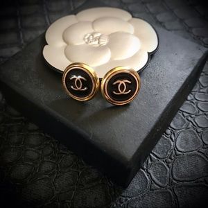 Black and Gold Stud Earrings